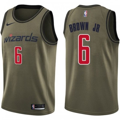 Nike Washington Wizards #6 Troy Brown Jr Green Salute to Service Youth NBA Swingman Jersey